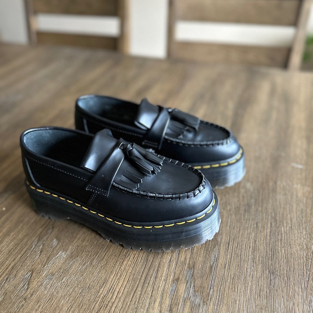 Black Platform Loafers with Tassels